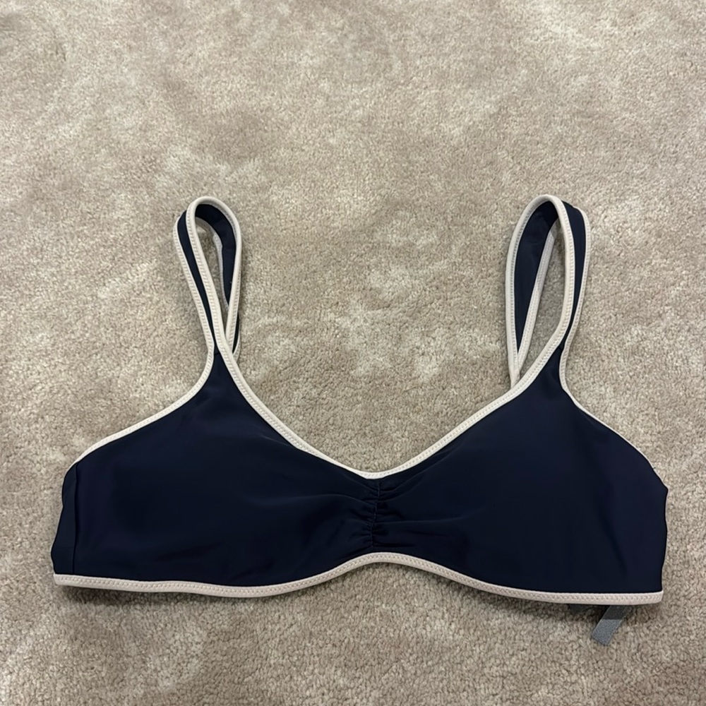 Aerie Navy and White Bikini Top Size M